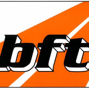 bft-Aufkleber in zwei Größen: 7,7 cm x 10,5 cm und 14,7 cm x 19,9 cm