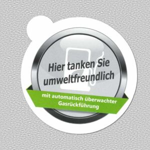 Aufkleber Gasrückführung automatisch überwacht