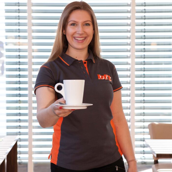 Damen Polo Kurzarm - anthrazit/orange